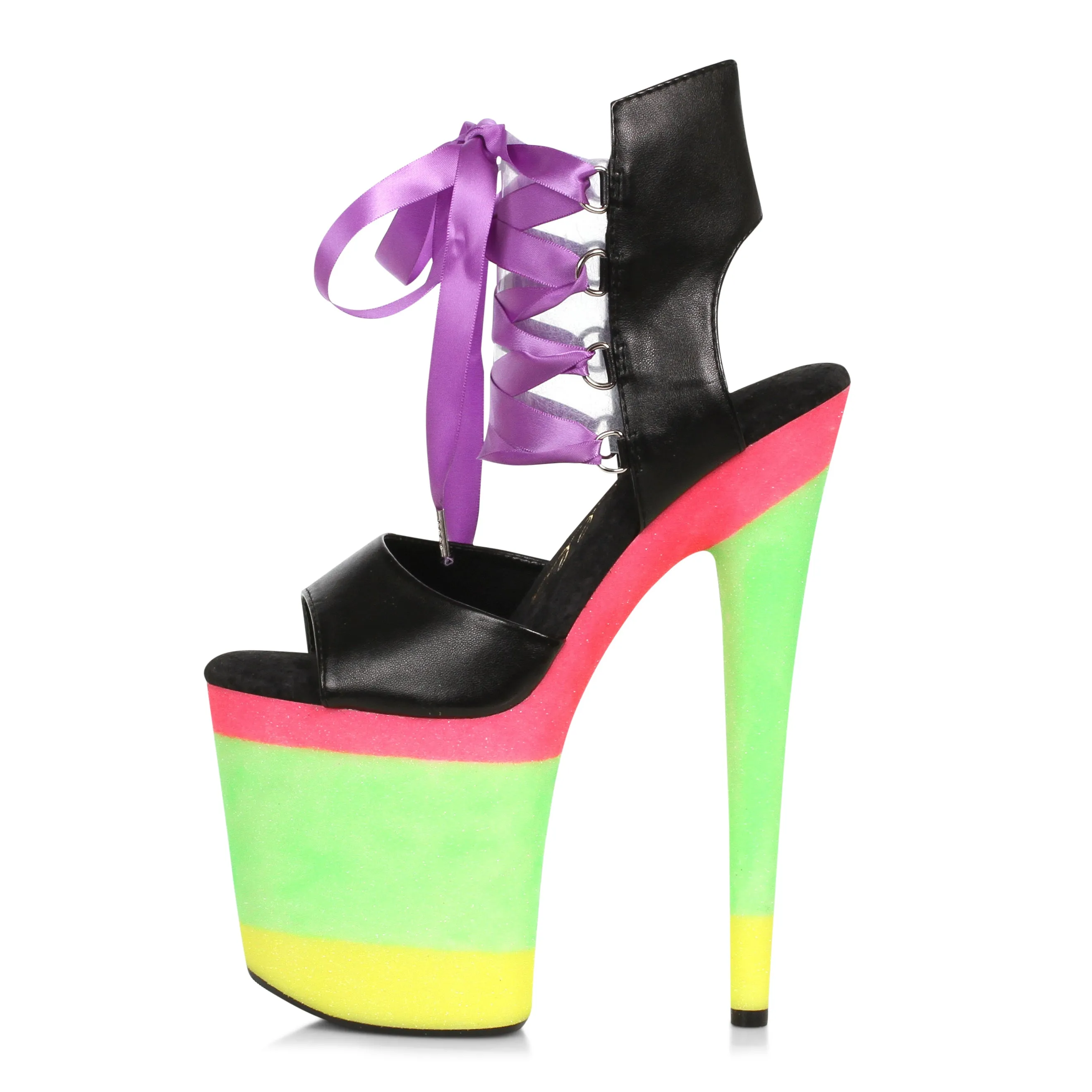 850-VIVIEN 8" Stiletto With Stripe Glitter Platform