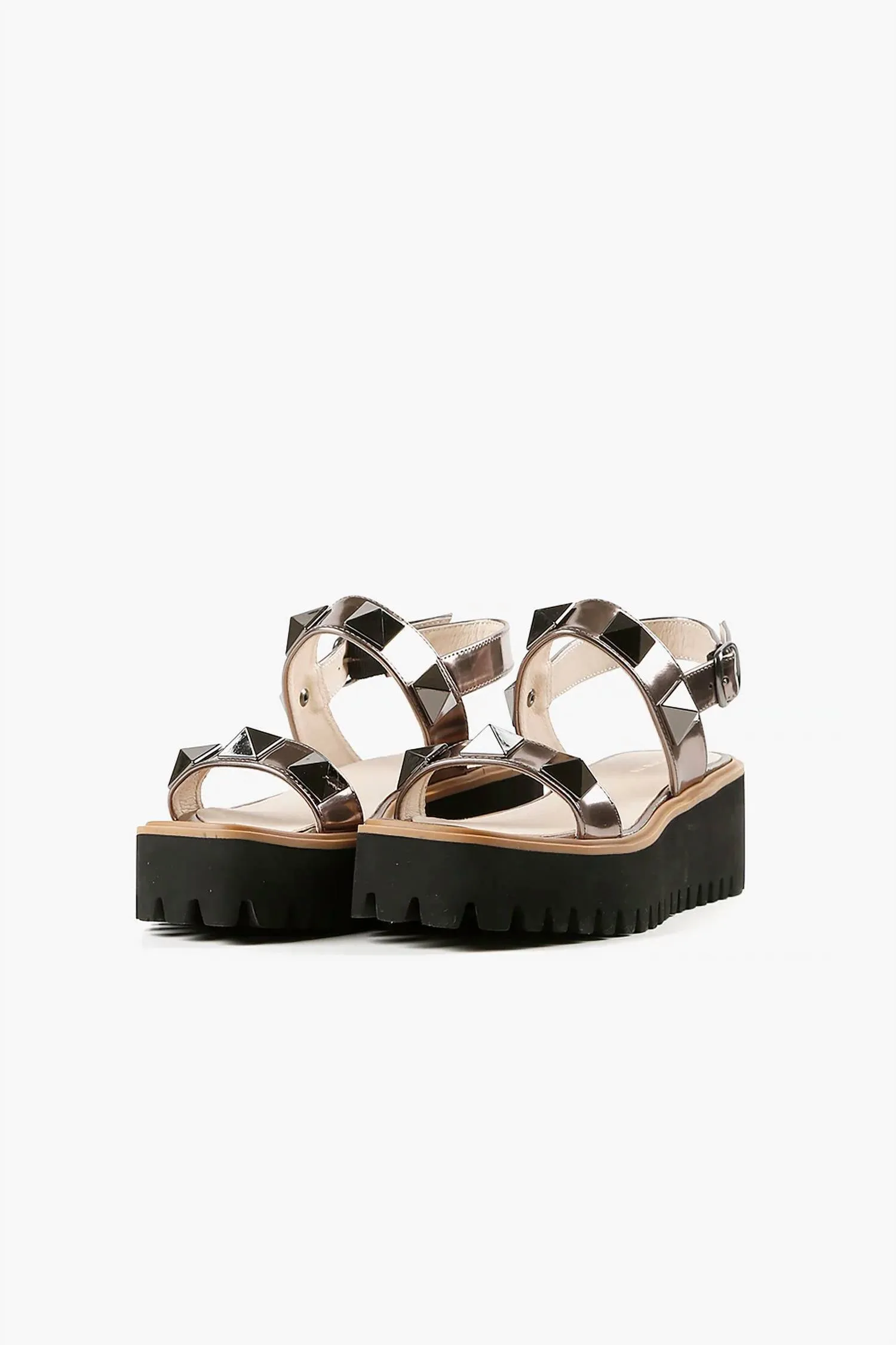 All Black - Women's Pyramid Stud Flatform Sandal
