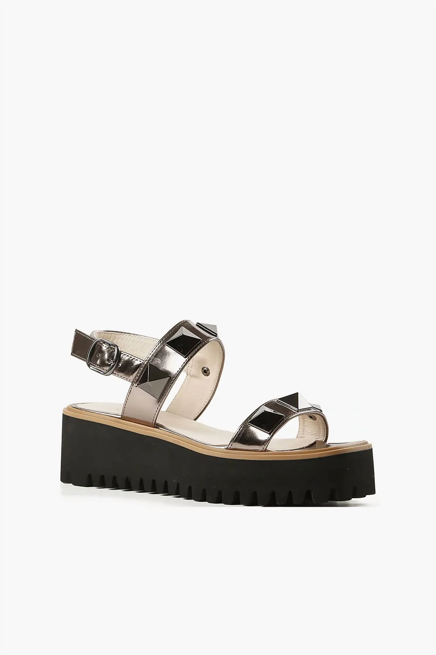 All Black - Women's Pyramid Stud Flatform Sandal