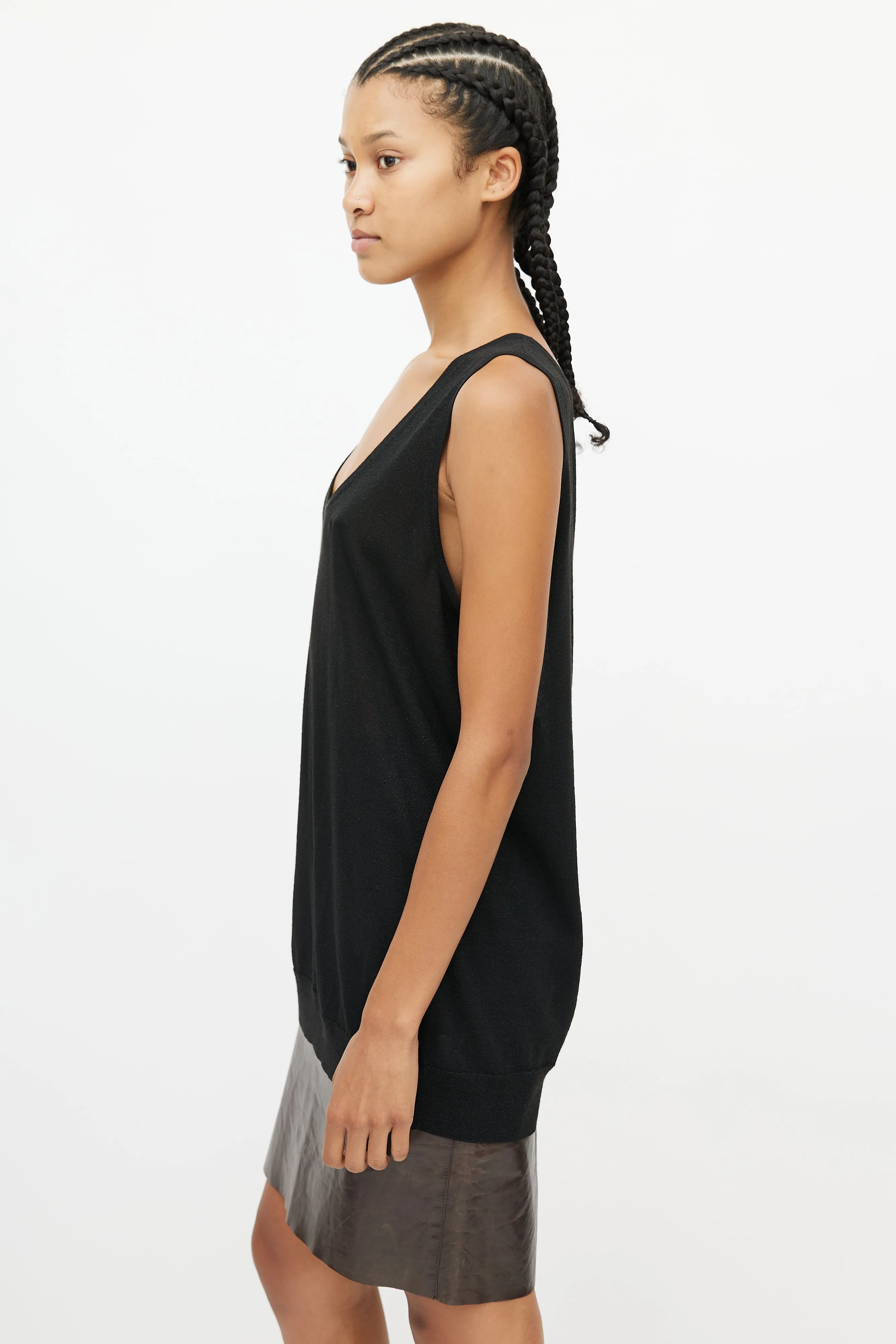 Black Metallic Knit Tank