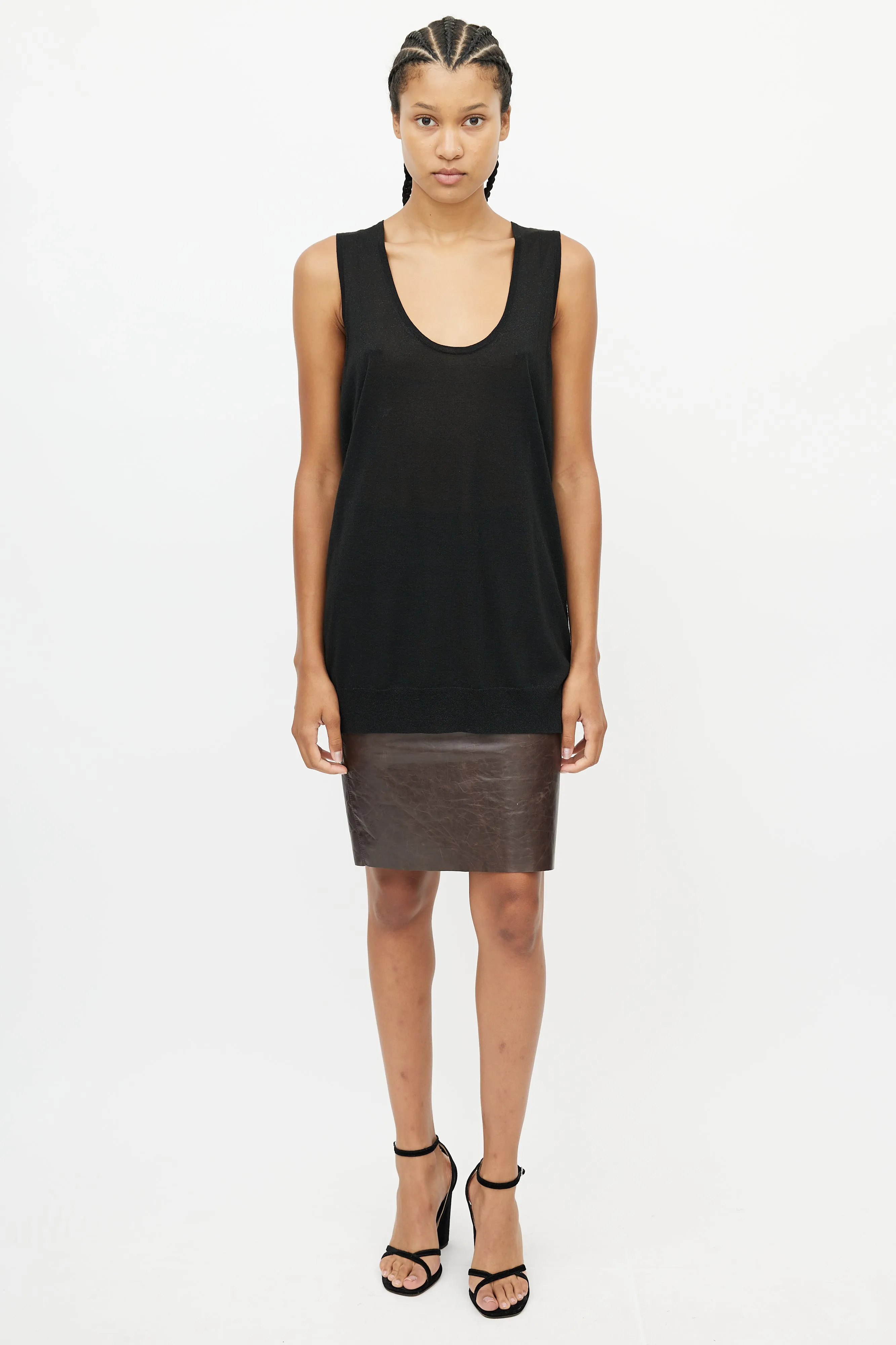 Black Metallic Knit Tank