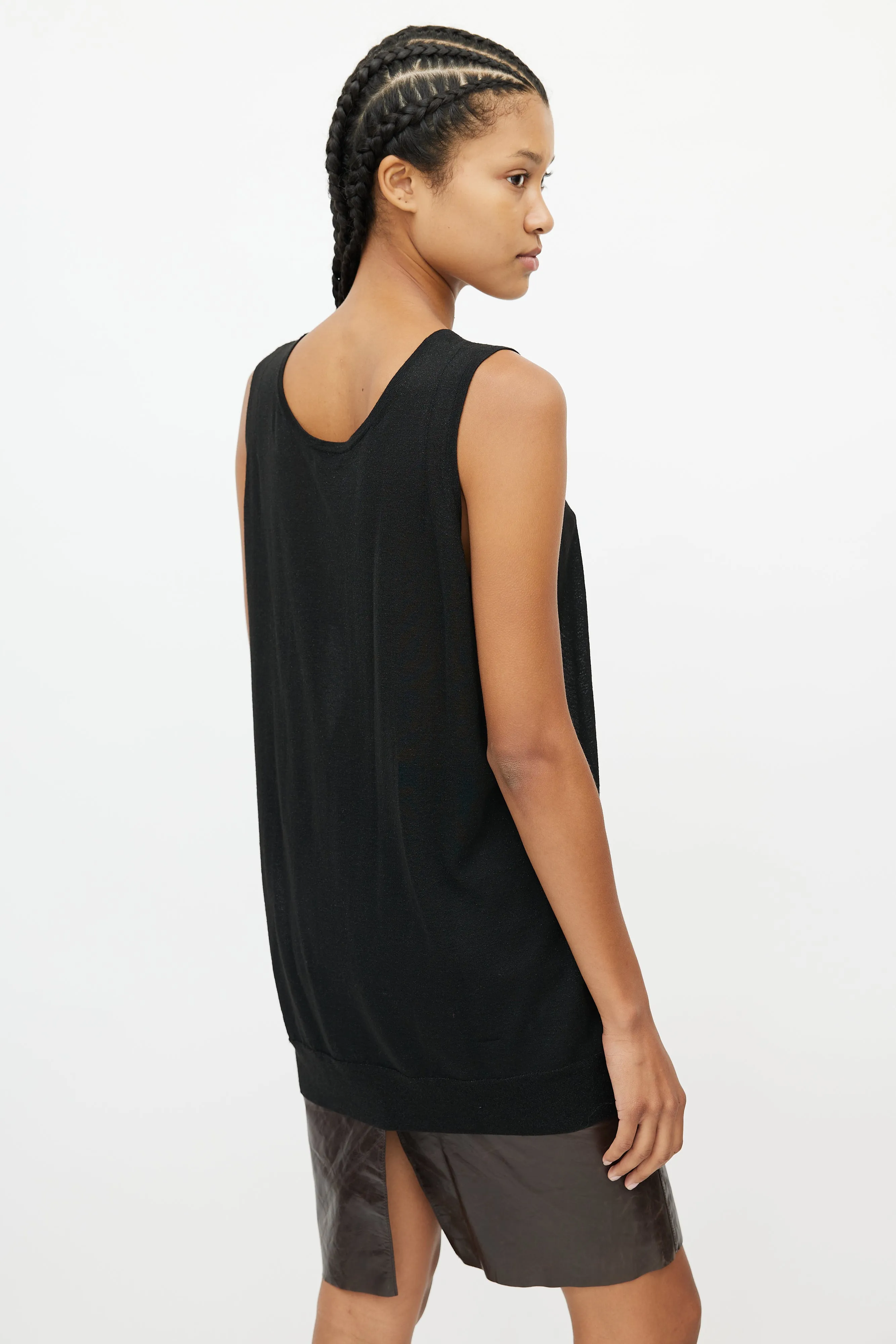 Black Metallic Knit Tank