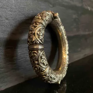 Bold Intricate Design Silver Kada