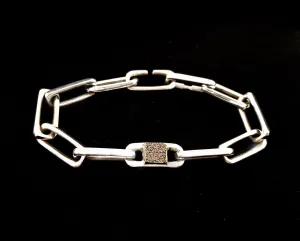 Druzy Crystal Silver Chain Link Bracelet Double Sided