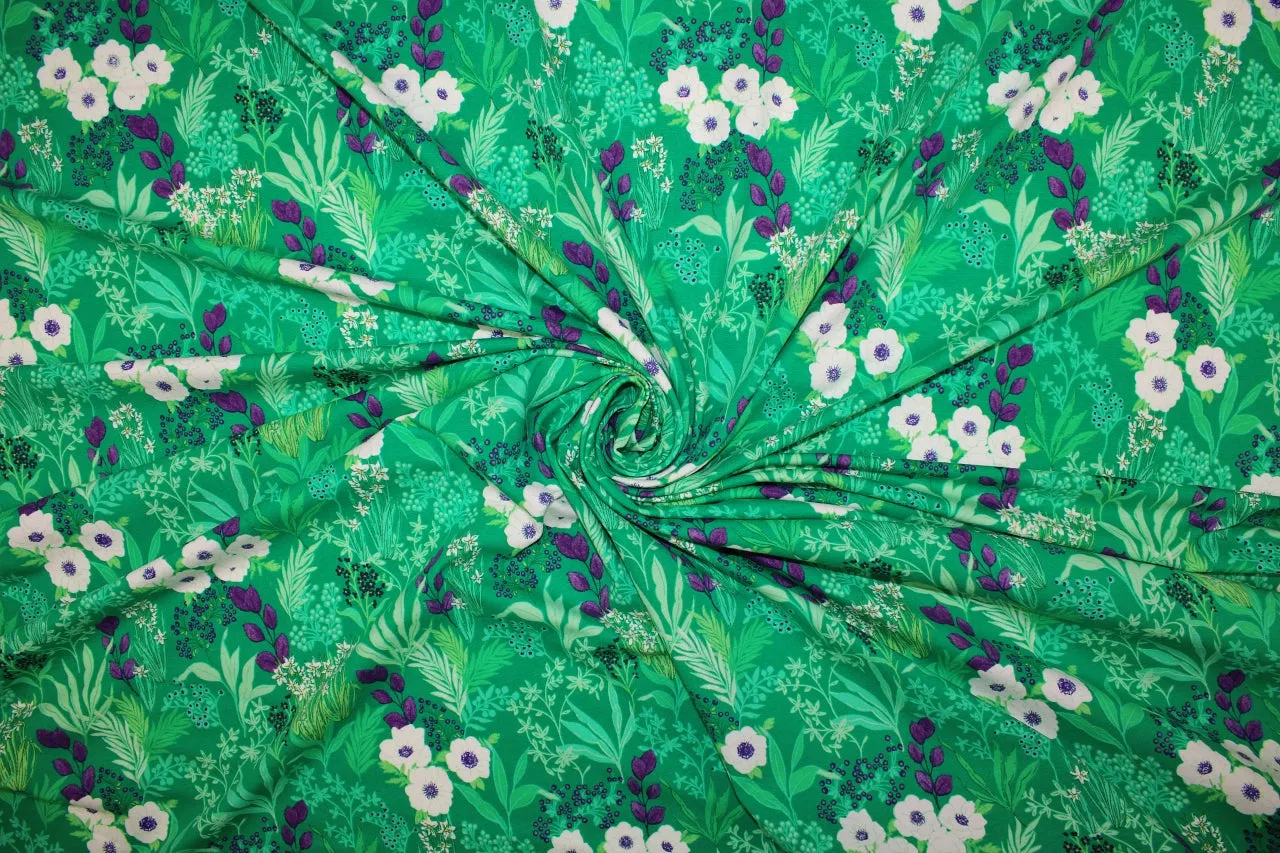Garden Club Extra Wide Rayon Jersey - Purple/Yellow/Greens