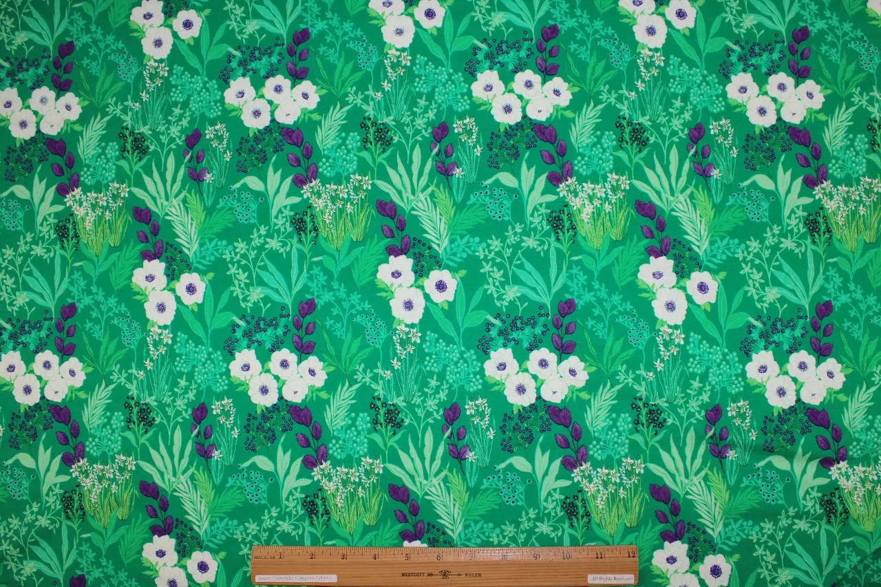 Garden Club Extra Wide Rayon Jersey - Purple/Yellow/Greens