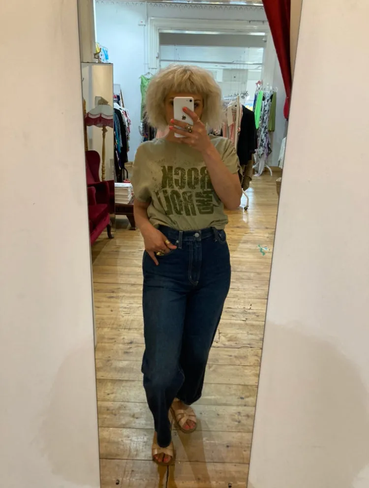 Rock And Roll T-shirt In Khaki By Pulz Jeans