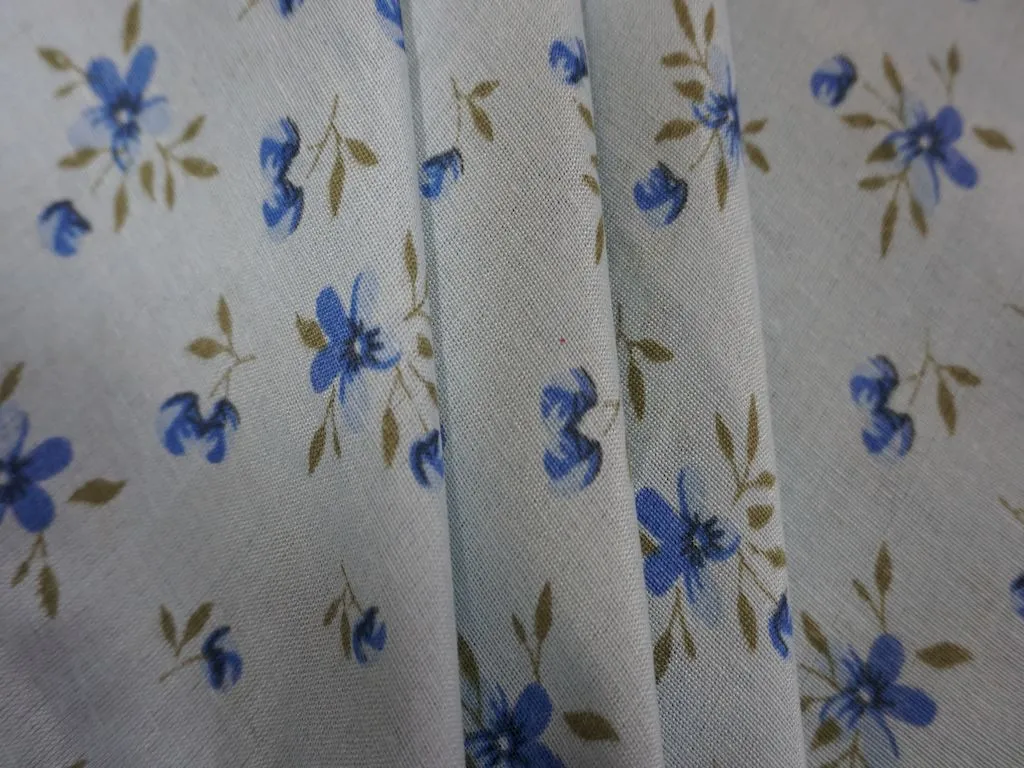 White Flower Print Cotton Fabric